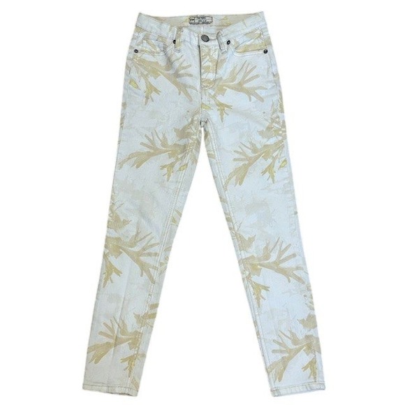 Free People Denim - Free People Floral Printed High Rise Skinny Jeans Casual Everyday Style Size 25